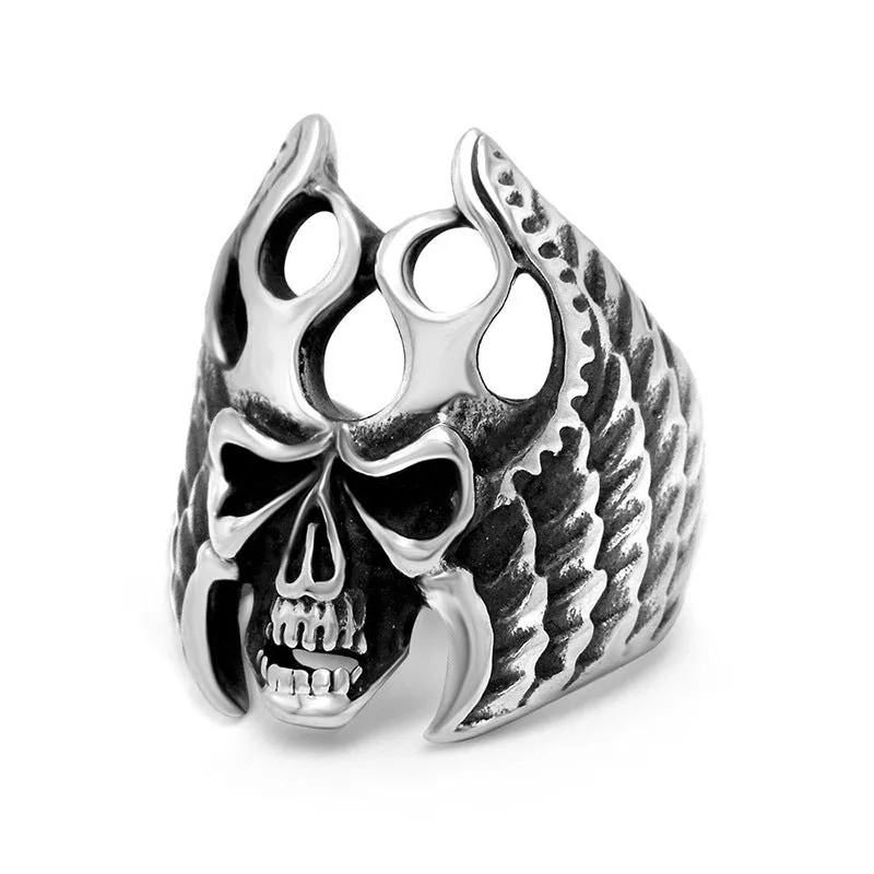 Titanium Steel Retro Skull Ring for Men - Bold Alternative Jewelry in European and American Style