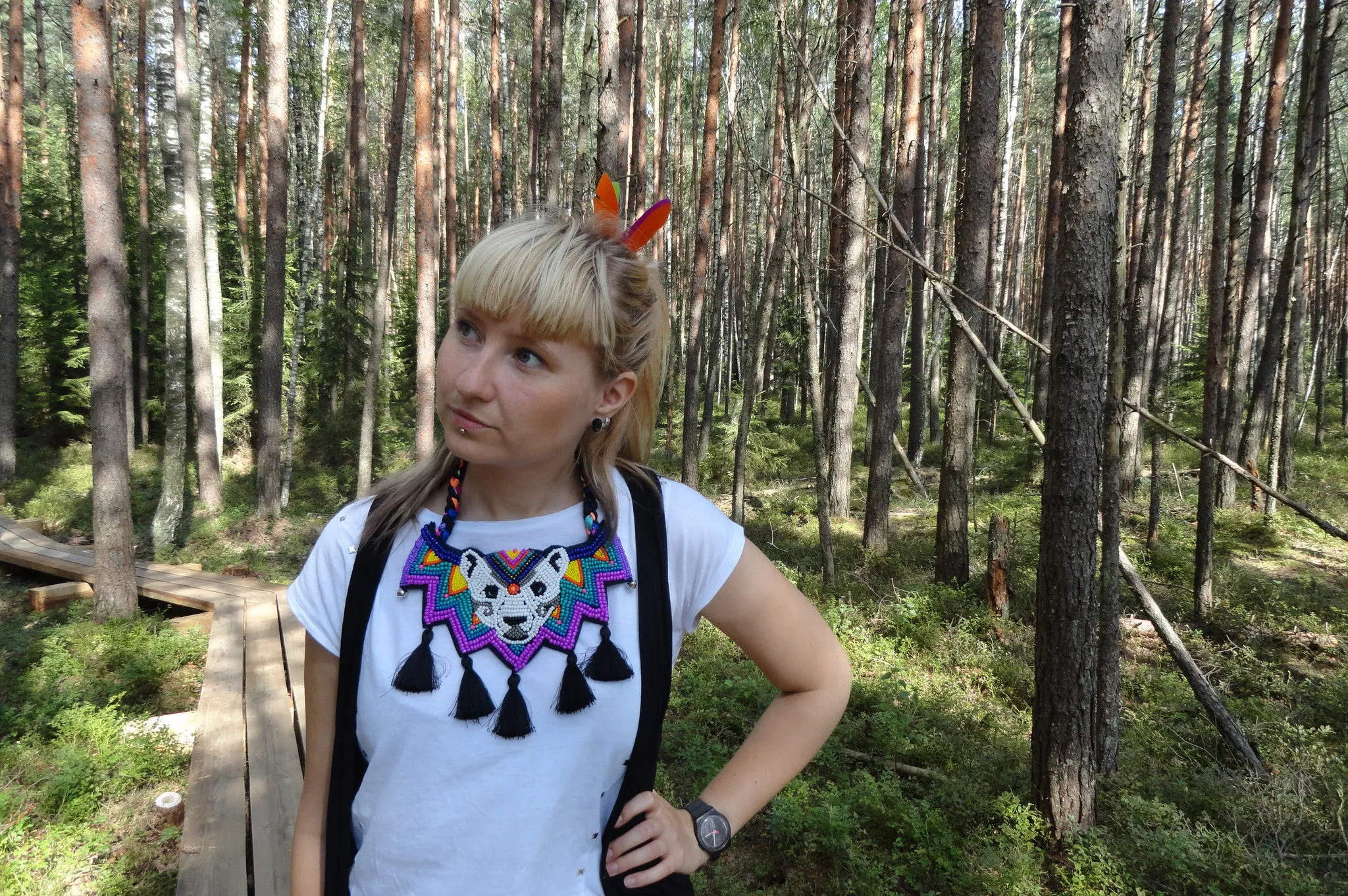 Tribal neon Cocorosie inspired necklace