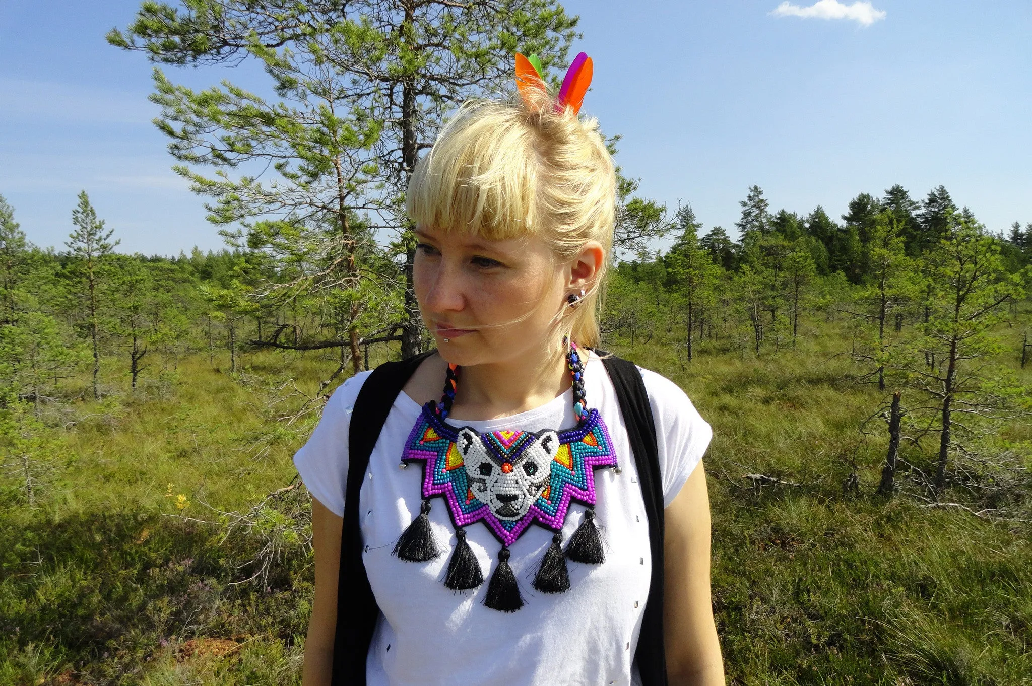 Tribal neon Cocorosie inspired necklace