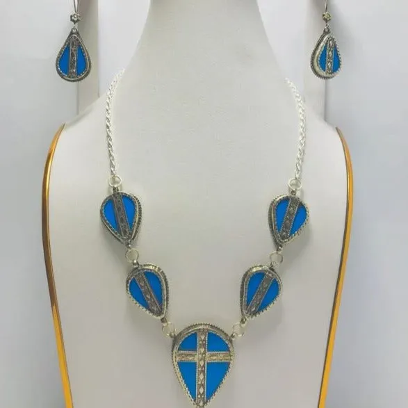 Tribal Turquoise Stones Jewelry Set