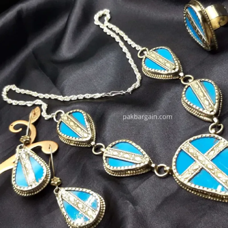 Tribal Turquoise Stones Jewelry Set