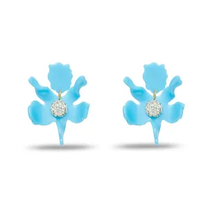 TURQUOISE SMALL CRYSTAL LILY EARRINGS