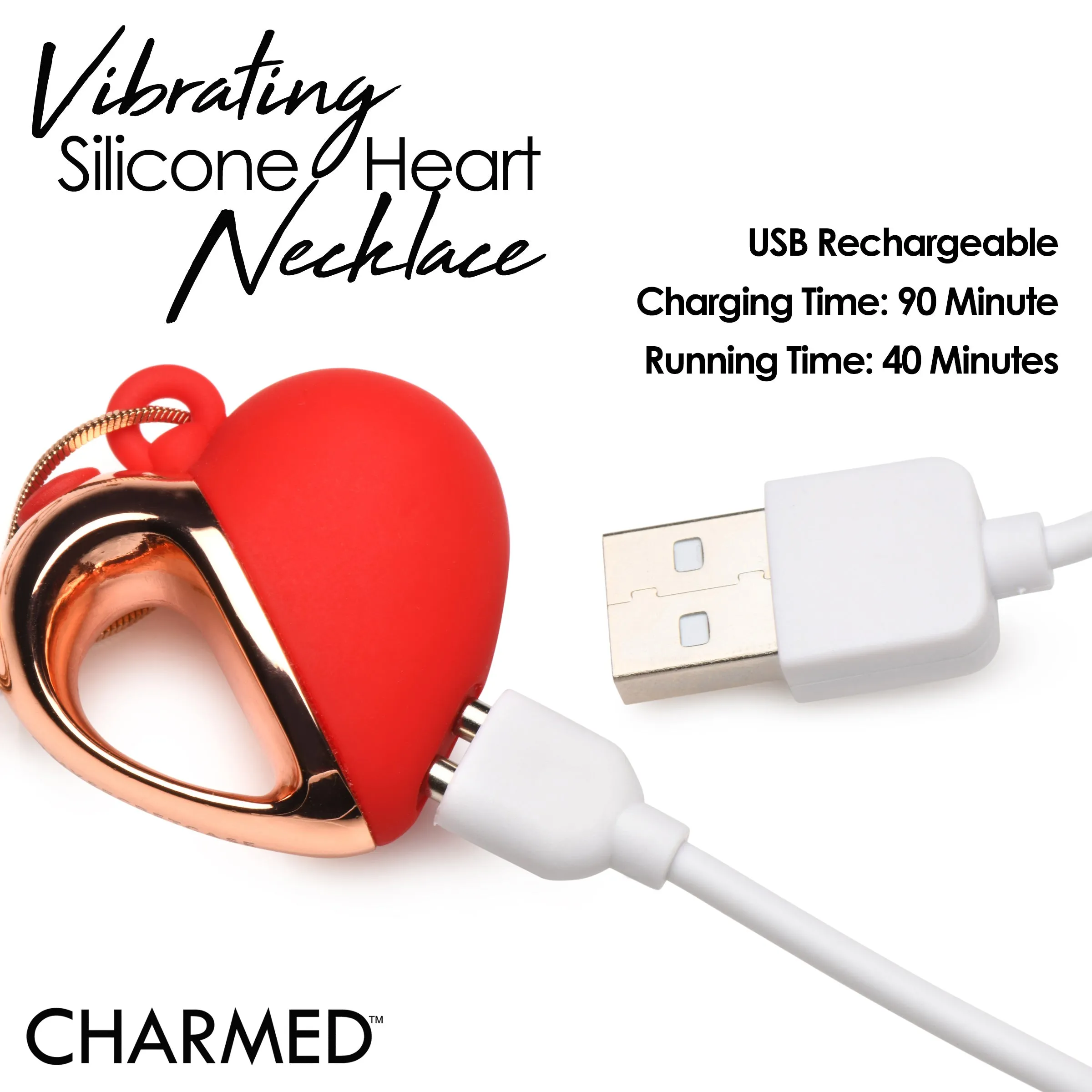 Vibrating Silicone Heart Necklace