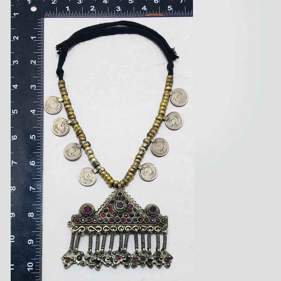 Vintage Beaded Chain Pendant Necklace