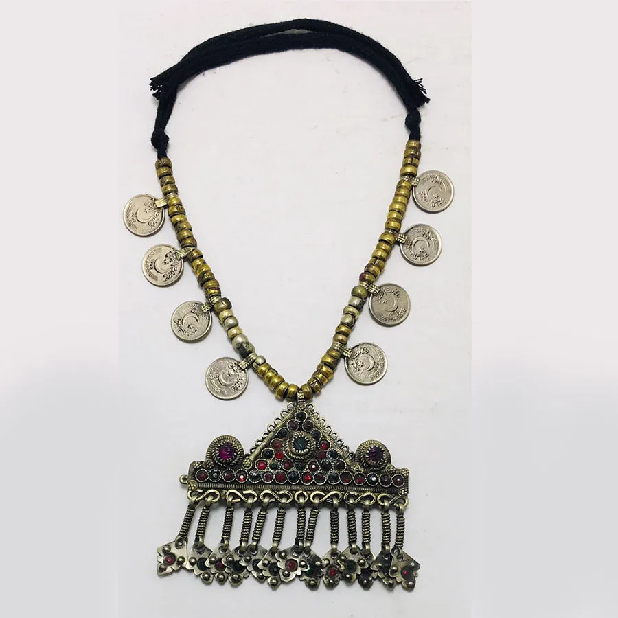 Vintage Beaded Chain Pendant Necklace