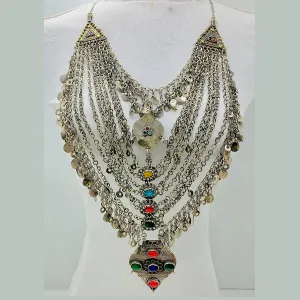 Vintage Long Multi Strands Bib Necklace