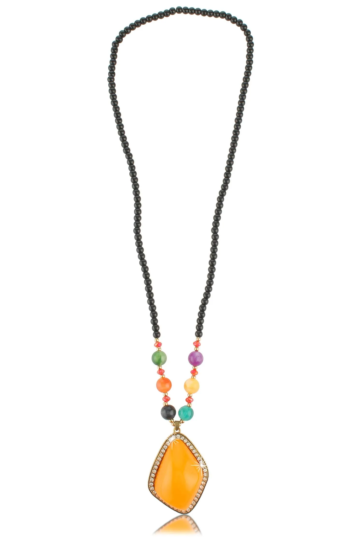 Yellow Chimes Tibetan Pendant Necklace with Tribal Beads Necklace Jewellery Set for Women and Girls